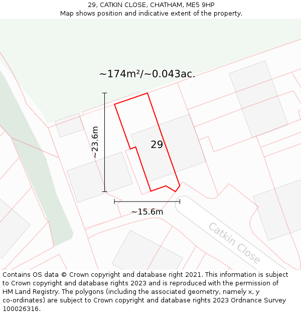 29, CATKIN CLOSE, CHATHAM, ME5 9HP: Plot and title map