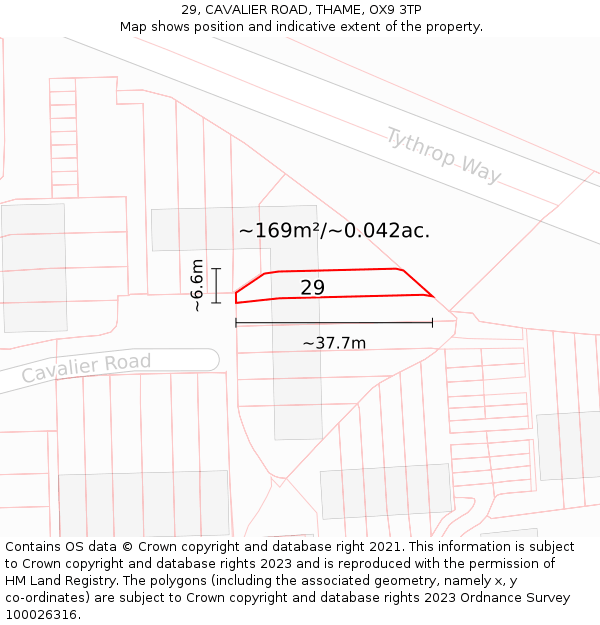 29, CAVALIER ROAD, THAME, OX9 3TP: Plot and title map