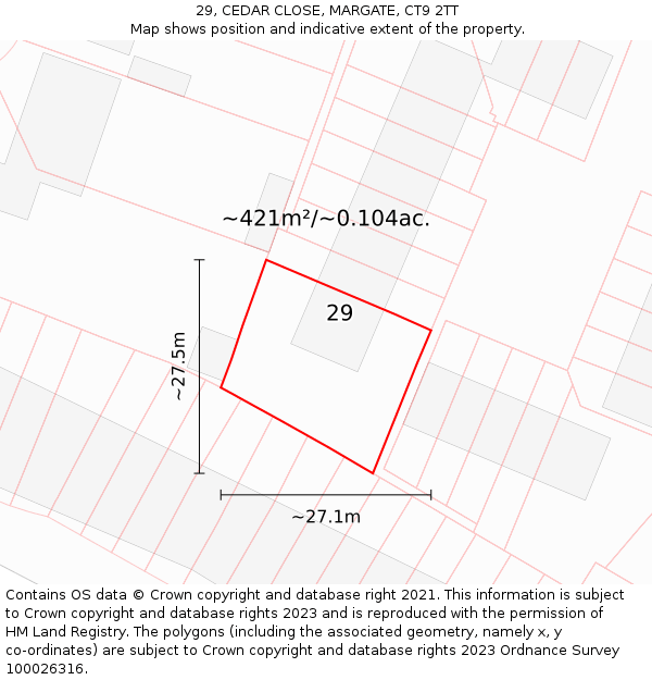 29, CEDAR CLOSE, MARGATE, CT9 2TT: Plot and title map
