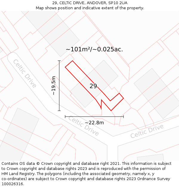 29, CELTIC DRIVE, ANDOVER, SP10 2UA: Plot and title map