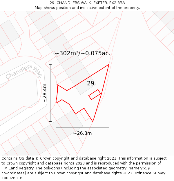 29, CHANDLERS WALK, EXETER, EX2 8BA: Plot and title map