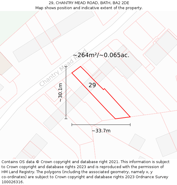 29, CHANTRY MEAD ROAD, BATH, BA2 2DE: Plot and title map