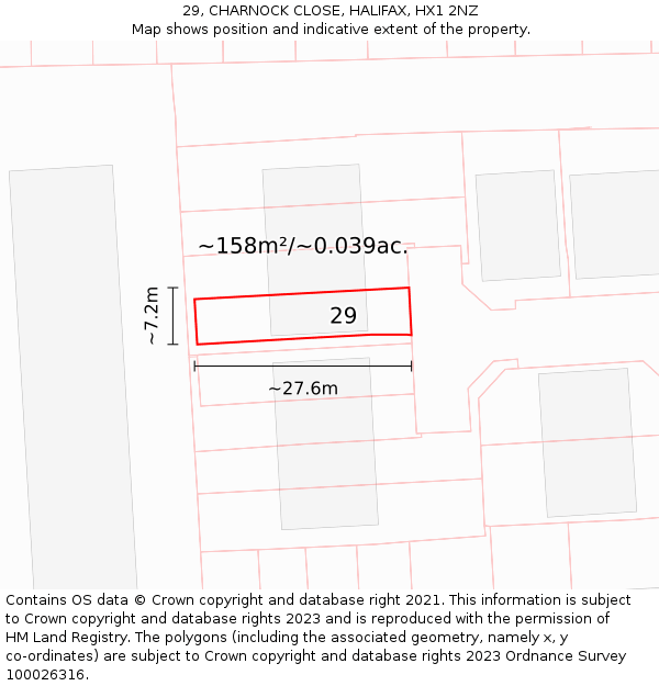 29, CHARNOCK CLOSE, HALIFAX, HX1 2NZ: Plot and title map