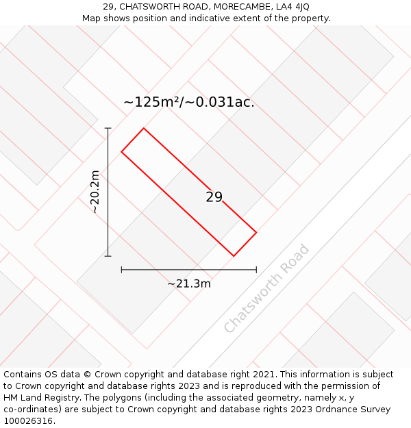 29, CHATSWORTH ROAD, MORECAMBE, LA4 4JQ: Plot and title map