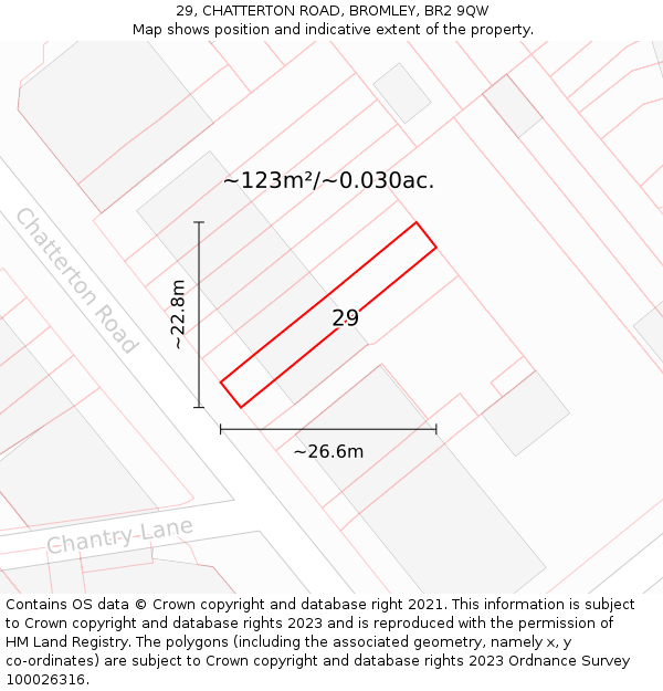 29, CHATTERTON ROAD, BROMLEY, BR2 9QW: Plot and title map