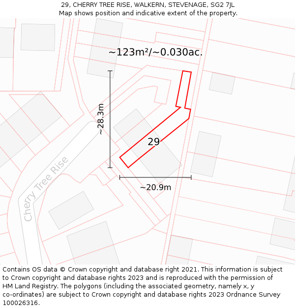 29, CHERRY TREE RISE, WALKERN, STEVENAGE, SG2 7JL: Plot and title map
