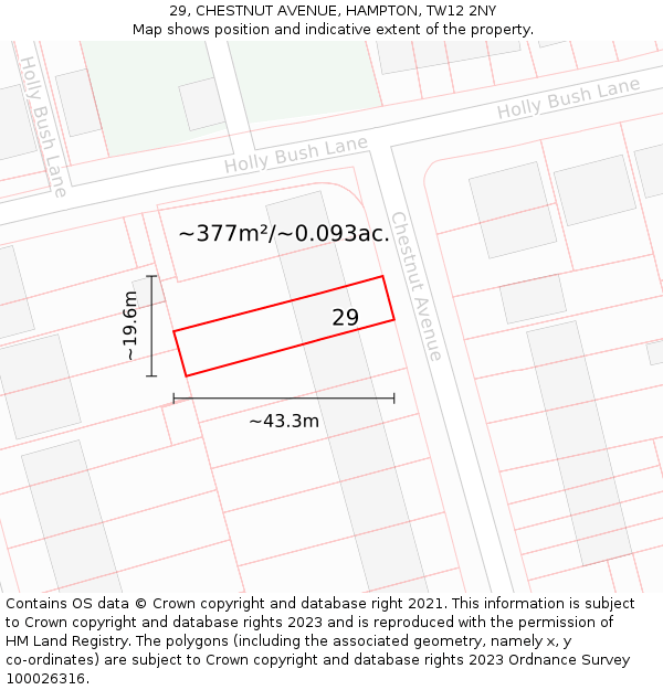 29, CHESTNUT AVENUE, HAMPTON, TW12 2NY: Plot and title map
