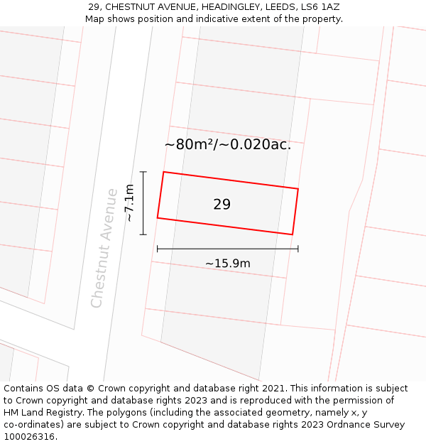 29, CHESTNUT AVENUE, HEADINGLEY, LEEDS, LS6 1AZ: Plot and title map
