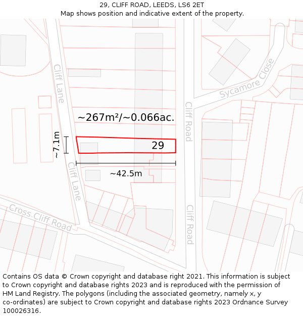 29, CLIFF ROAD, LEEDS, LS6 2ET: Plot and title map