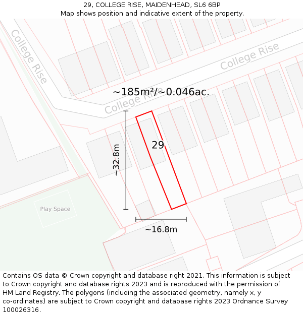 29, COLLEGE RISE, MAIDENHEAD, SL6 6BP: Plot and title map