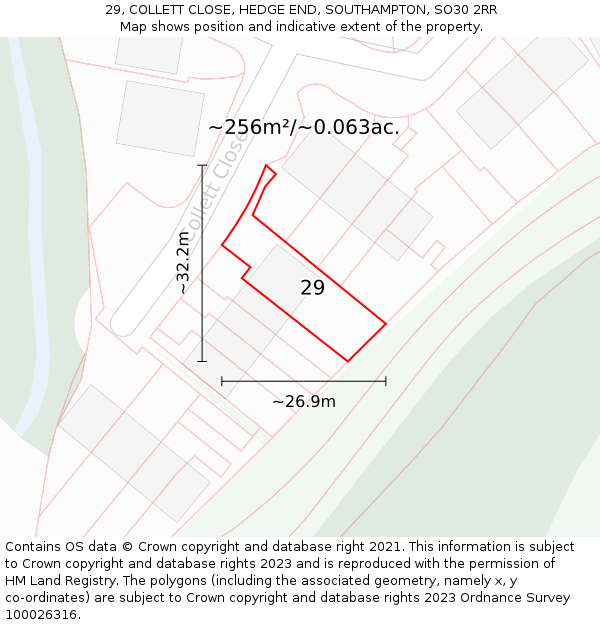 29, COLLETT CLOSE, HEDGE END, SOUTHAMPTON, SO30 2RR: Plot and title map