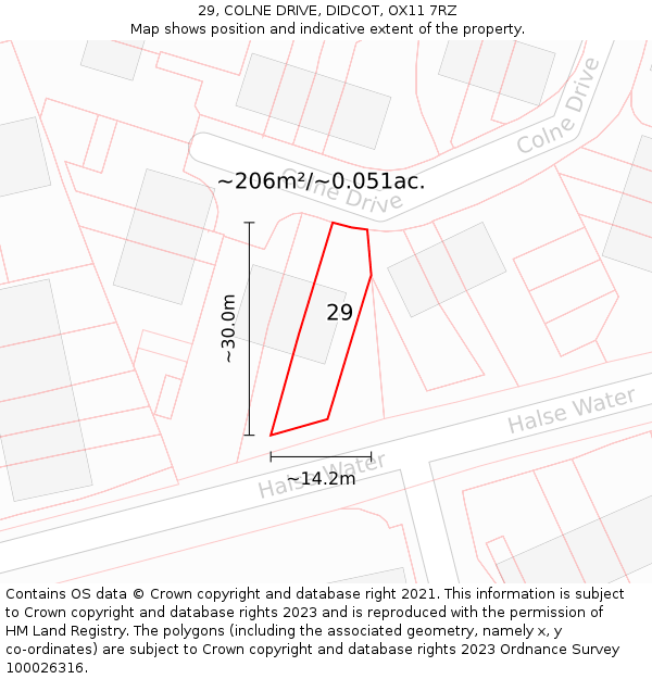 29, COLNE DRIVE, DIDCOT, OX11 7RZ: Plot and title map