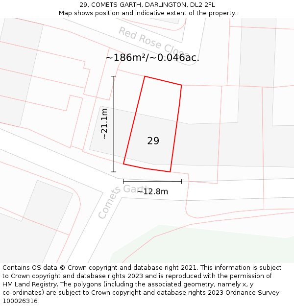 29, COMETS GARTH, DARLINGTON, DL2 2FL: Plot and title map