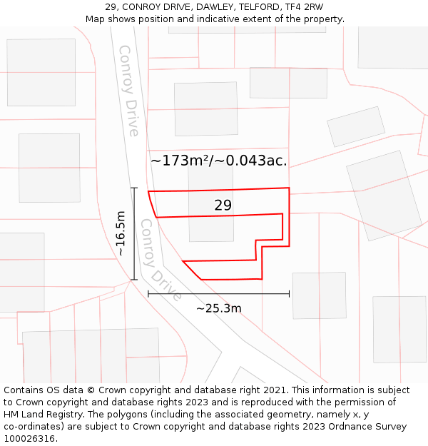 29, CONROY DRIVE, DAWLEY, TELFORD, TF4 2RW: Plot and title map