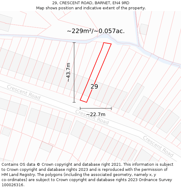 29, CRESCENT ROAD, BARNET, EN4 9RD: Plot and title map