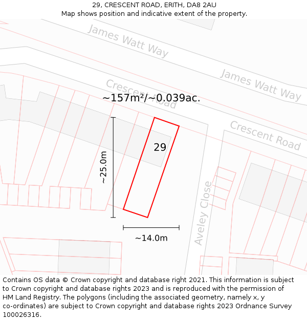 29, CRESCENT ROAD, ERITH, DA8 2AU: Plot and title map