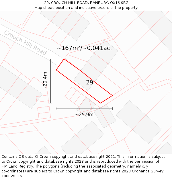29, CROUCH HILL ROAD, BANBURY, OX16 9RG: Plot and title map