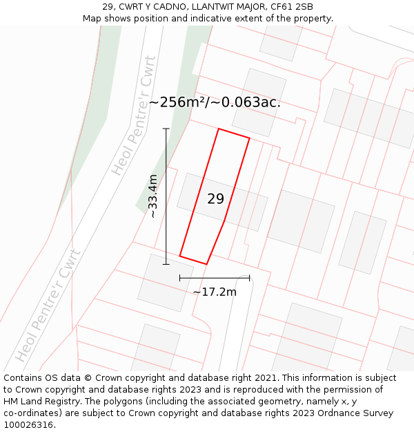 29, CWRT Y CADNO, LLANTWIT MAJOR, CF61 2SB: Plot and title map