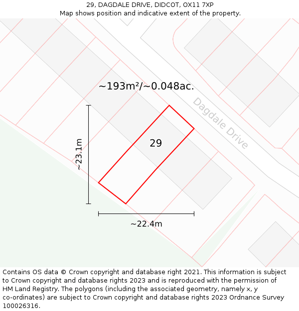 29, DAGDALE DRIVE, DIDCOT, OX11 7XP: Plot and title map