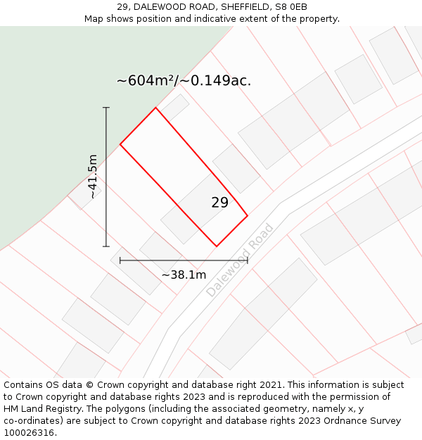 29, DALEWOOD ROAD, SHEFFIELD, S8 0EB: Plot and title map