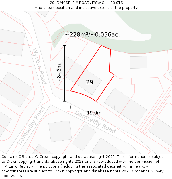 29, DAMSELFLY ROAD, IPSWICH, IP3 9TS: Plot and title map