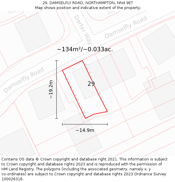 29, DAMSELFLY ROAD, NORTHAMPTON, NN4 9ET: Plot and title map