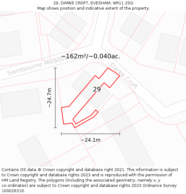 29, DARKE CROFT, EVESHAM, WR11 2SG: Plot and title map