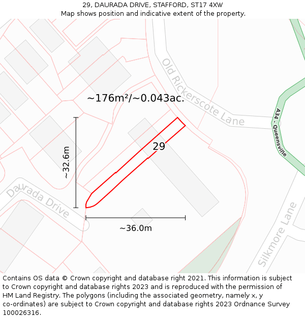 29, DAURADA DRIVE, STAFFORD, ST17 4XW: Plot and title map