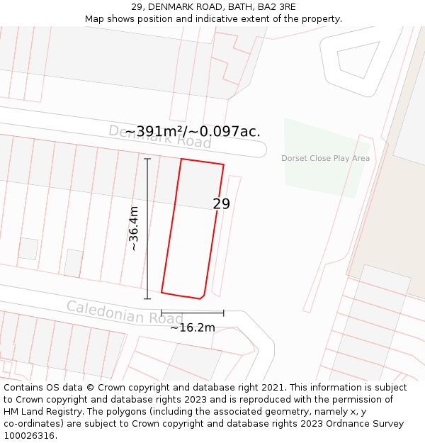 29, DENMARK ROAD, BATH, BA2 3RE: Plot and title map