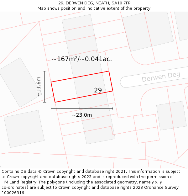 29, DERWEN DEG, NEATH, SA10 7FP: Plot and title map