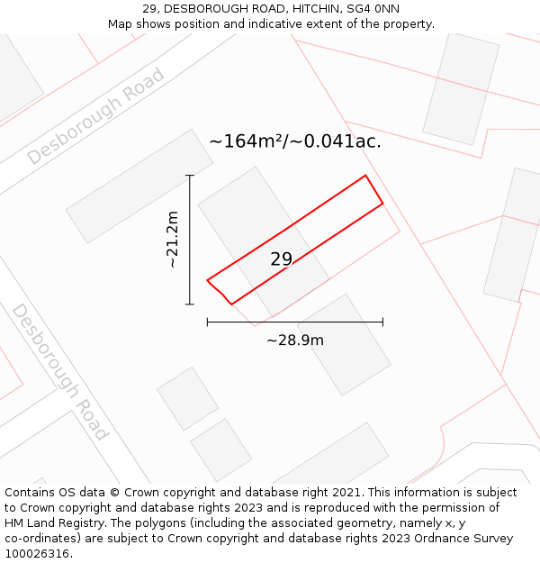 29, DESBOROUGH ROAD, HITCHIN, SG4 0NN: Plot and title map