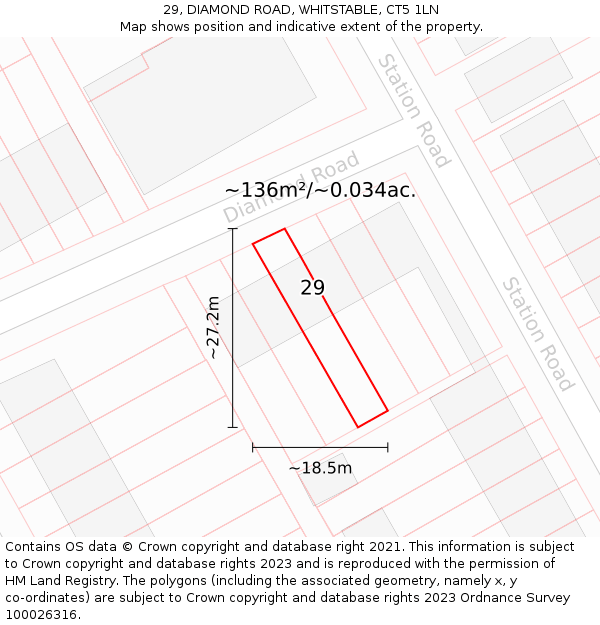 29, DIAMOND ROAD, WHITSTABLE, CT5 1LN: Plot and title map