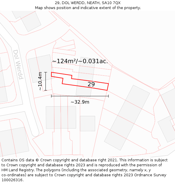 29, DOL WERDD, NEATH, SA10 7QX: Plot and title map