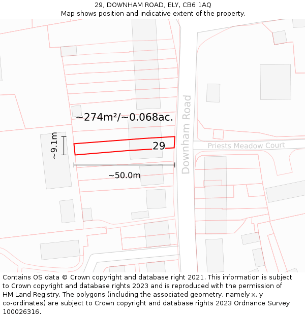 29, DOWNHAM ROAD, ELY, CB6 1AQ: Plot and title map