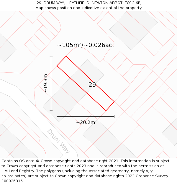 29, DRUM WAY, HEATHFIELD, NEWTON ABBOT, TQ12 6RJ: Plot and title map