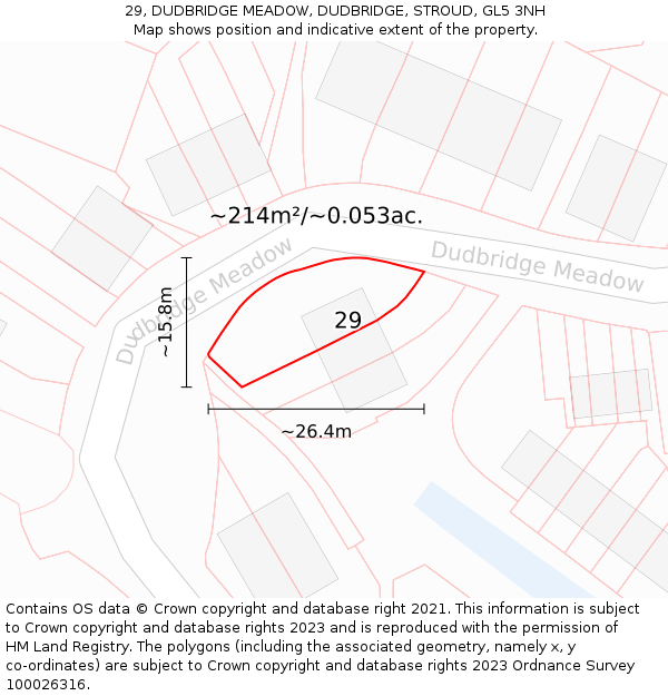 29, DUDBRIDGE MEADOW, DUDBRIDGE, STROUD, GL5 3NH: Plot and title map