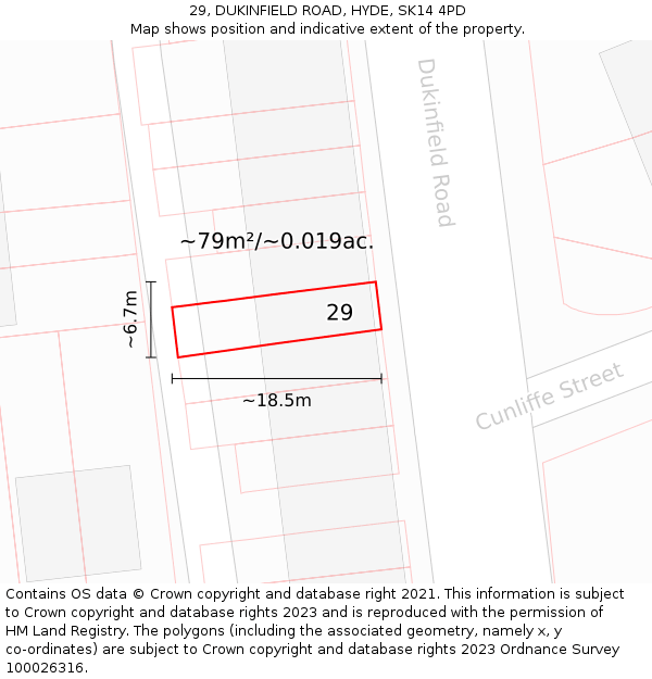 29, DUKINFIELD ROAD, HYDE, SK14 4PD: Plot and title map