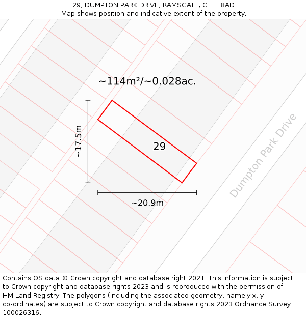 29, DUMPTON PARK DRIVE, RAMSGATE, CT11 8AD: Plot and title map