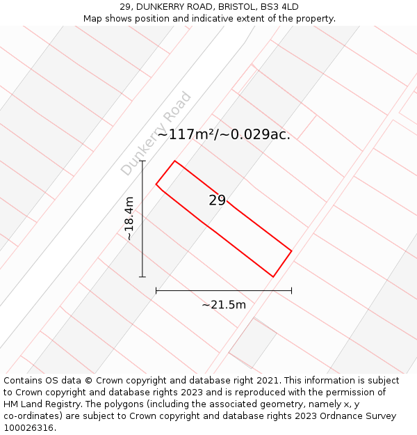 29, DUNKERRY ROAD, BRISTOL, BS3 4LD: Plot and title map