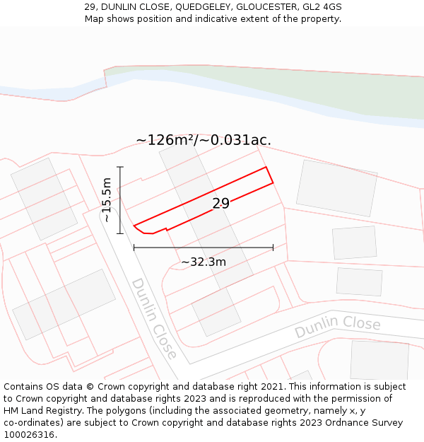 29, DUNLIN CLOSE, QUEDGELEY, GLOUCESTER, GL2 4GS: Plot and title map