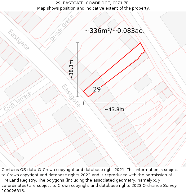 29, EASTGATE, COWBRIDGE, CF71 7EL: Plot and title map