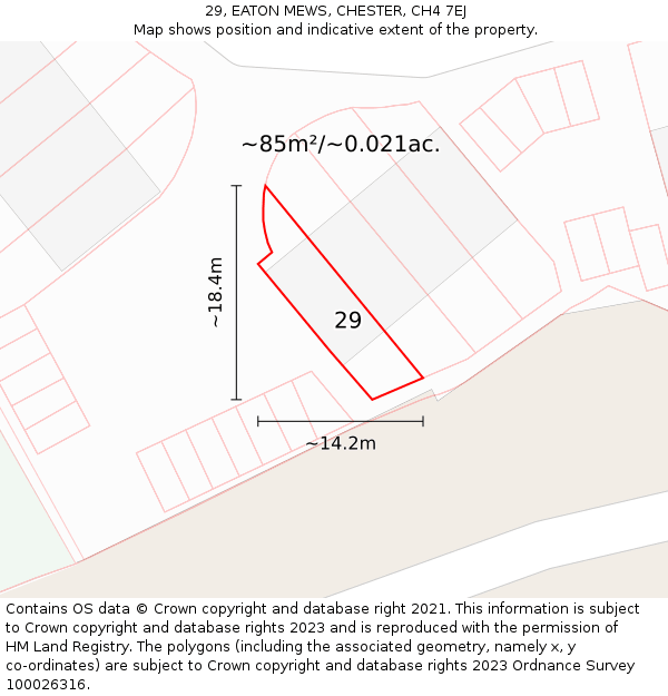 29, EATON MEWS, CHESTER, CH4 7EJ: Plot and title map