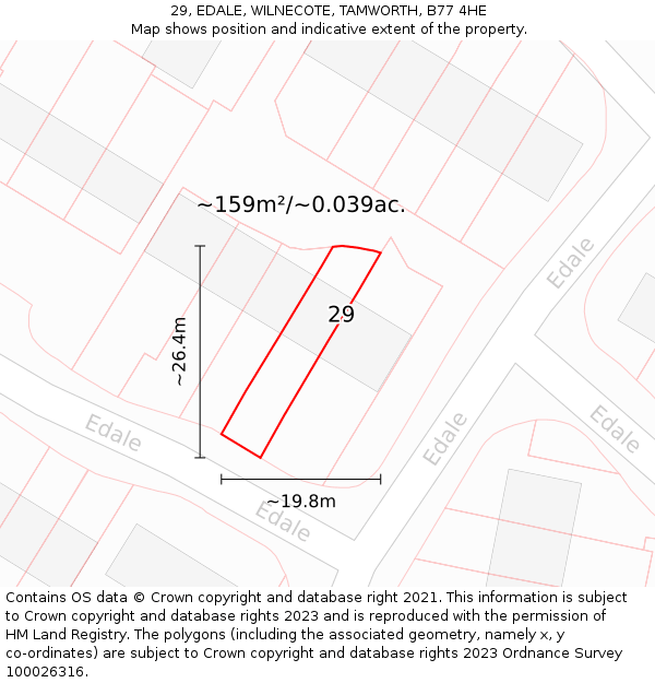 29, EDALE, WILNECOTE, TAMWORTH, B77 4HE: Plot and title map
