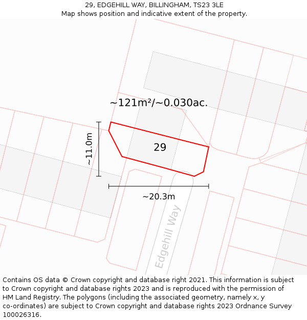 29, EDGEHILL WAY, BILLINGHAM, TS23 3LE: Plot and title map