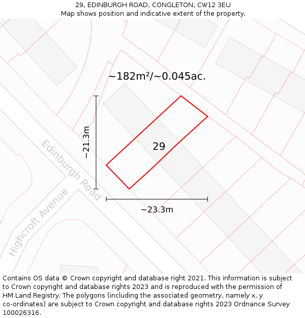 29, EDINBURGH ROAD, CONGLETON, CW12 3EU: Plot and title map