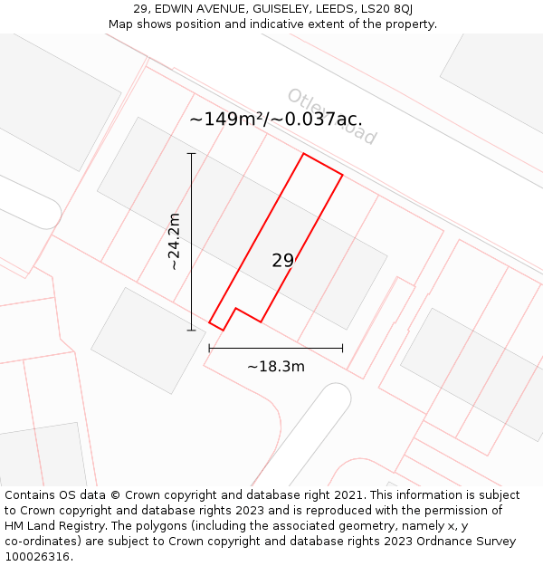 29, EDWIN AVENUE, GUISELEY, LEEDS, LS20 8QJ: Plot and title map