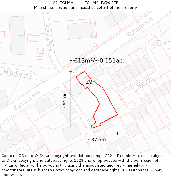29, EGHAM HILL, EGHAM, TW20 0ER: Plot and title map