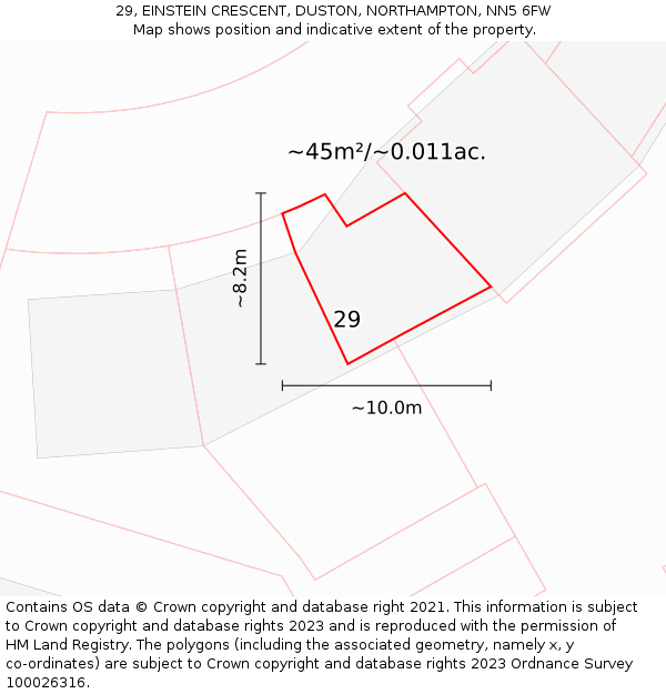 29, EINSTEIN CRESCENT, DUSTON, NORTHAMPTON, NN5 6FW: Plot and title map