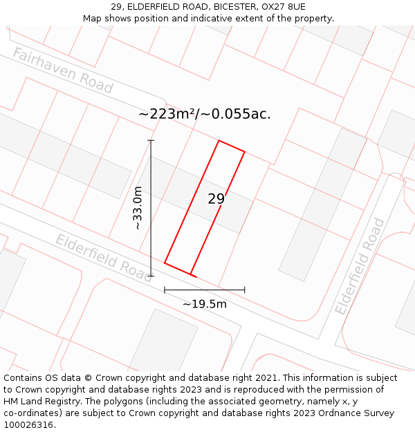 29, ELDERFIELD ROAD, BICESTER, OX27 8UE: Plot and title map