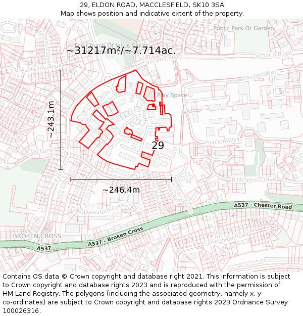 29, ELDON ROAD, MACCLESFIELD, SK10 3SA: Plot and title map
